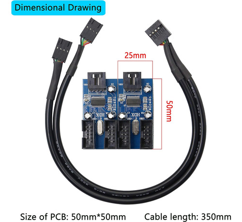 Placa Base Usb 9 Pin Header Hub Macho 1 A 2/4 Hembra Usb 2.0