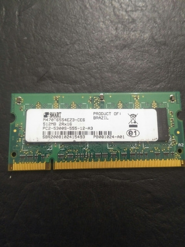 Memoria Ram 512mb Notebook Smart(samsung) 2rx16 Pc2-5300 555