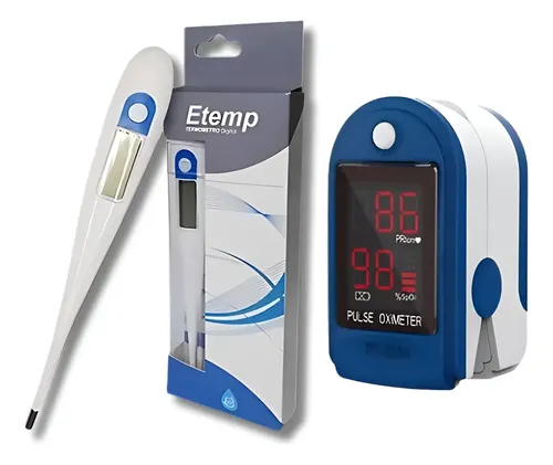 Kit Oximetro / Saturometro Y Termometro Digital Azul