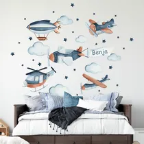 Comprar Vinilos Decorativos Infantil Avion Estrellas Nubes Nombre 2