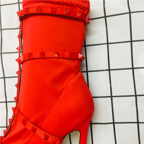 S Stiletto Botines Scarpins Zapatos De Primavera Rojos Con T