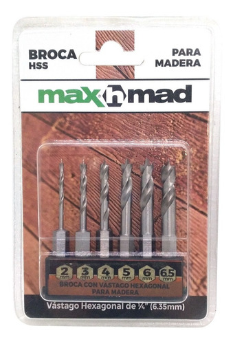 Set Ezeta De 6 Mechasa Vastago Hexagonales Hss Para Madera