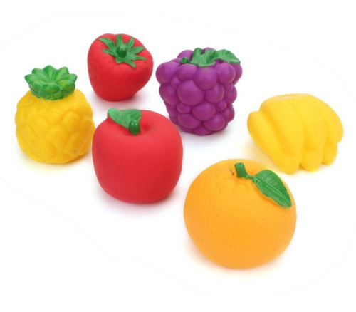 Juguete Mini Frutas Chillonas De Hule Bañera Paquete 10 Pzs