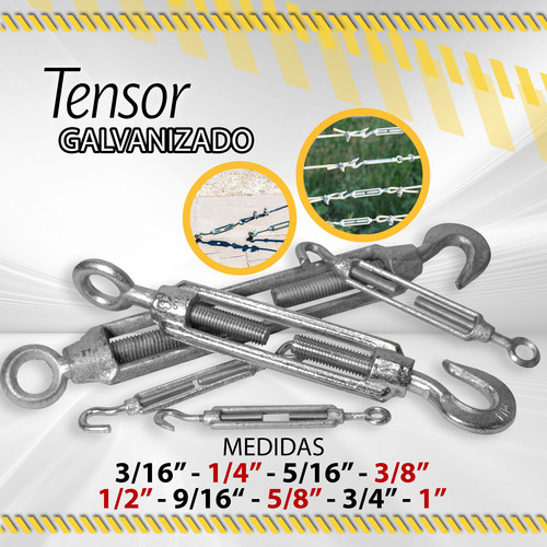 Tensor Galvanizado / Variedad De Medidas / Ganchos Tensores