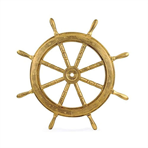 Náutico De Madera Antique Clásico De Capitán Ship Wheel