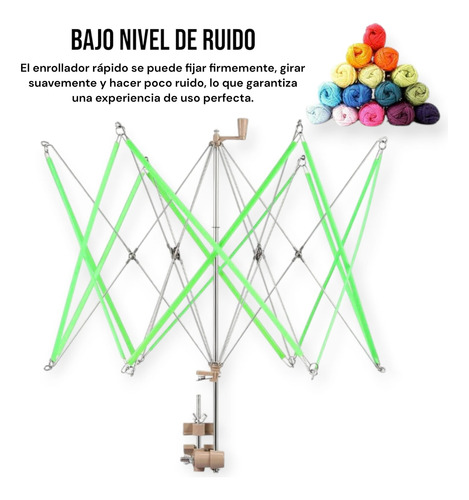 Devanador Plegable Para Lanas E Hilos, Calidad Superior Metal Y Verde