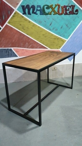 Imagen 2 de 3 de Mesa Comedor Industrial Hierro Madera 120x70 Pintura Epoxi