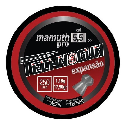 Chumbinho Technogun Mamuth Pro 5.5mm Lata C/ 250 Unidades