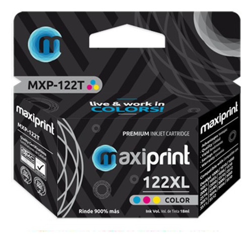 Cartucho 122xl Marca Maxiprint Tricolor Compatible Con Hp