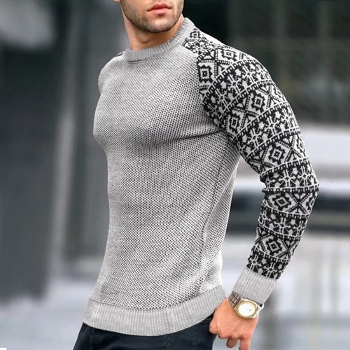 Suéter Cálido For Hombre Suéter De Punto De Color Block