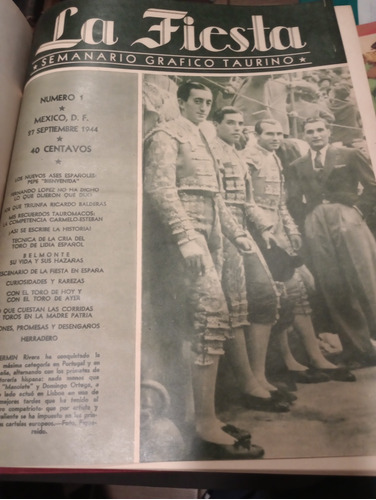 Revista Taurina  La Fiesta 5 Tomo Excelentes. Años 1944al47 