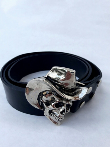 Cinto De Cuero Calavera Texana Country Rockabilly