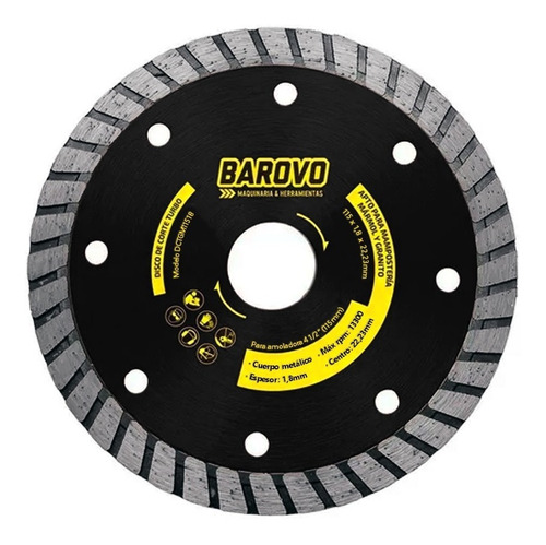 Disco De Corte Turbo Diamantado 115mm Barovo Dctgm11518