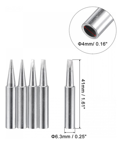 Uxcell Punta De Soldador Sin Plomo Borde Plano 0.8d + 1.2d +
