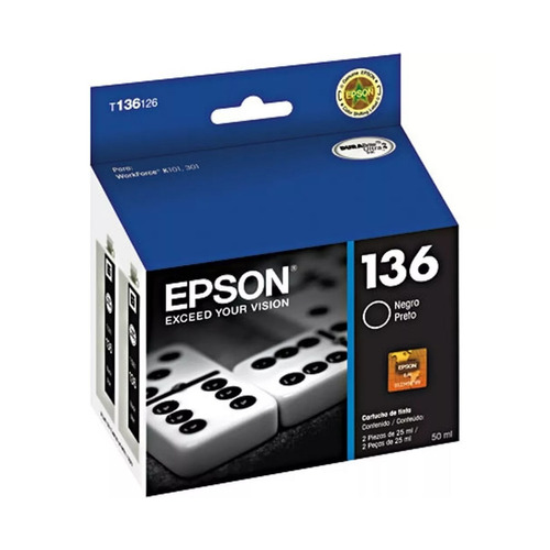 Cartucho Epson  T136 Negro Original T136126 Doble K101 K301