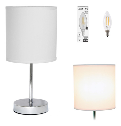 Lámpara De Mesa Básica Cromada Para Sala De Estar