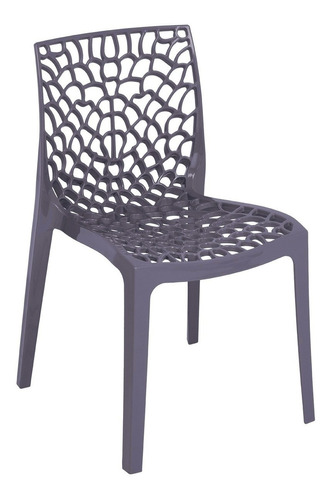 Cadeira Gruvyer Cozinha Jantar Empilhável Alto Brilho Cores Cor da estrutura da cadeira Cinza Nevoa