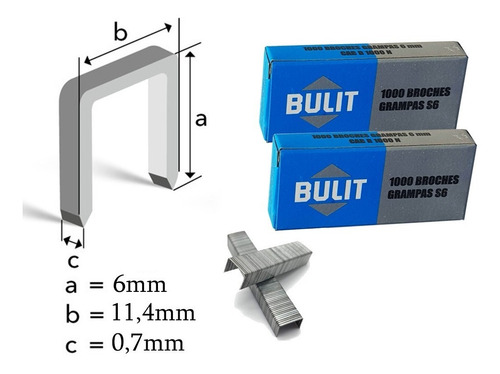 2 Cajas De Broches Grampas S6 6mm Para Engrampadora X1000u