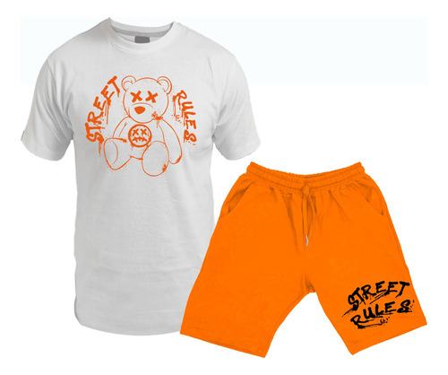 Conjunto Remera Y Short Bermuda Osito / Street Rules /unisex