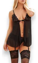 Comprar Babydoll Tanga Portaligas Medias Bucaneras Lencería Mujer
