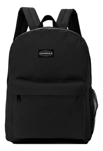 Mochila Urbana Good Pak Bolsillo Escolar Lisa Negra Unisex