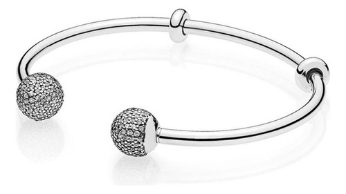 Brazalete De Cristal 925 Pave Moments Caps Con Brazalete De