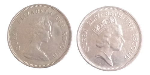  Monedas Hong Kong 1 Dólar Diferentes Bustos 2 Piezas