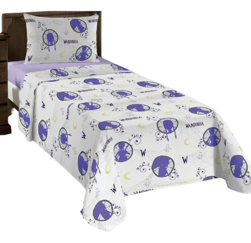 Jogo De Lençol Cama Solteiro Algodão Wandinha 3pçs - Lepper