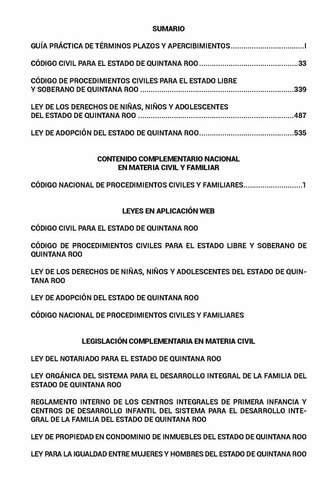 Legislación Esencial Civil Y Familiar De Quintana Roo 2024. Código Civil, Procedimientos Civiles Para El Estado De Quintana Roo. Código Nacional De Procedimientos Civiles Y Familiares. Acceso Web App.