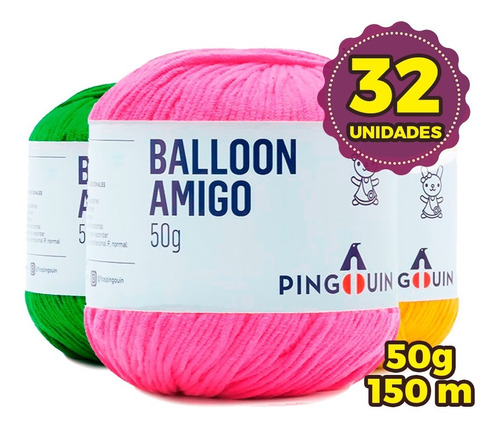 Imagem 1 de 2 de Fio Balloon Amigo Pingouin 50g - Kit 32 Unid * Promoção *