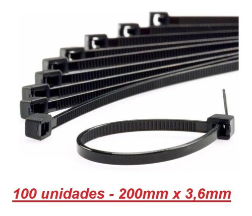 100 Un Abraçadeira Nylon Enforca Gato 3,6 X 200mm Presilha