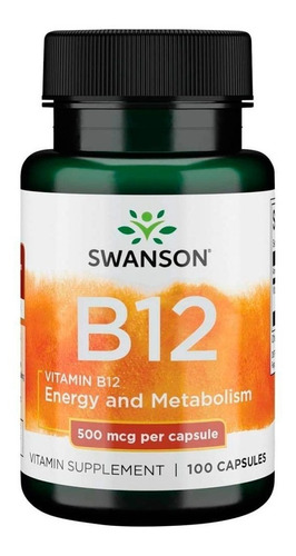 Swanson Vitamina B12 500mcg Energía Y Metabolismo 100 Cáps.