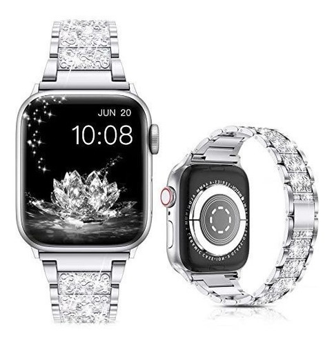 Malla Para Apple Watch Series1-7  Brillos Plata 38/40/41mm