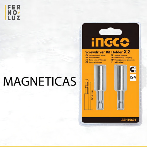 Porta Punta Magnetico Hexagonal 1/4 Atornillador X 2 Ingco