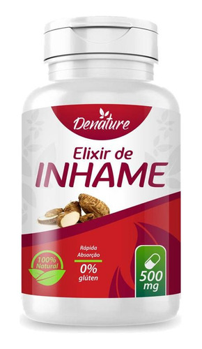 Suplemento Elixir De Inhame 500mg 100 Cáps Denature Encapsulados Sabor Natural Em Pote 200g
