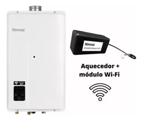 Aquecedor A Gás Rinnai E27 27lts Gn Branco + Modulo Wi Fi