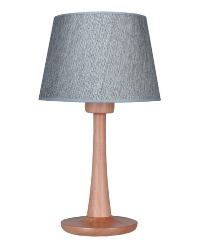 Lampara Velador Madera Pantalla Venecia Gris Claro Cx