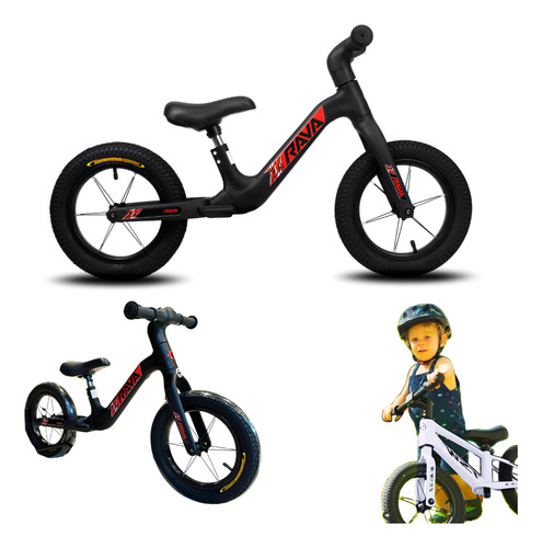 Bicicleta Infantil Balance Equilíbrio Rava Buddy 2 Sem Pedal Cor Preto/vermelho