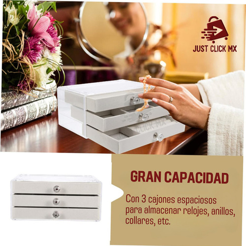Alhajero Estuche Organizador De Joyas Aretes 3 Niveles Suave Color Gris