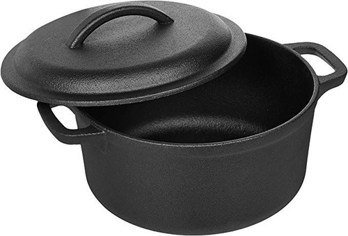 Olla De Hierro Fundido Horno Holandés De 1.9 L Resistente Color Negro