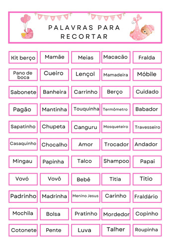 70 Cartelas Bingo Chá De Fralda Pdf Nome Personalizado Baby