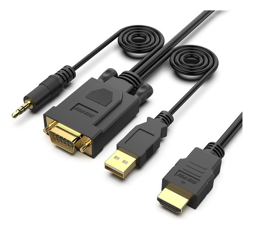 Benfei Hdmi A Vga, Cable Hdmi A Vga Chapado En Oro De 3 Pie.