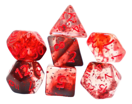 7 Piezas De Dados Poliédricos D6 D4 D8 D10 D12 D20 Rojo