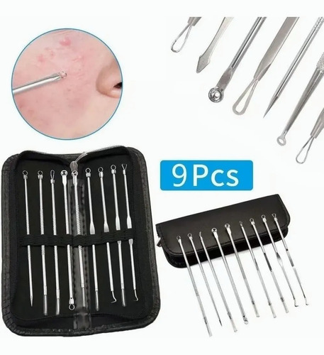 Set Extractores Puntos Negro Saca Comedon Acne 9 Piezas