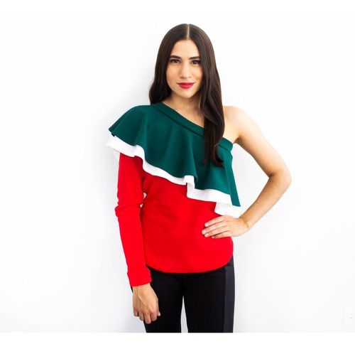 Blusa Larga Mexicana Tricolor Septiembre Fiesta Patria