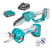 Comprar Kit Motosierra + Tijera De Podar Jardin 20v Total Tosli23012 Color Turquesa