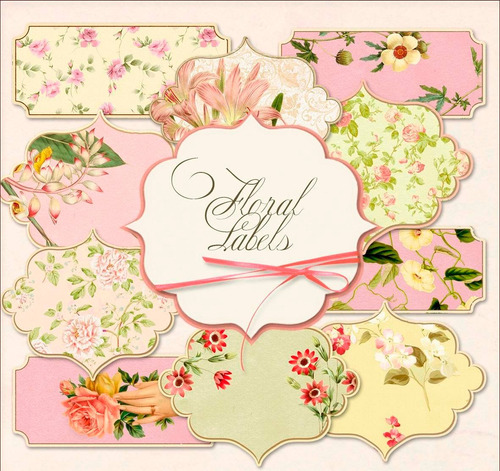 Kit De Papel Digital Etiquetas Tags Shabby Vintage Floral 2