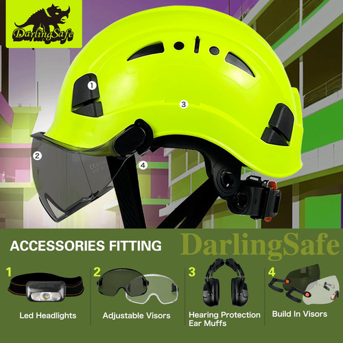 Casco De Seguridad Construcción Con Visera Ansi Isea Z89.1 Ds-a8-visera Tintada Verde