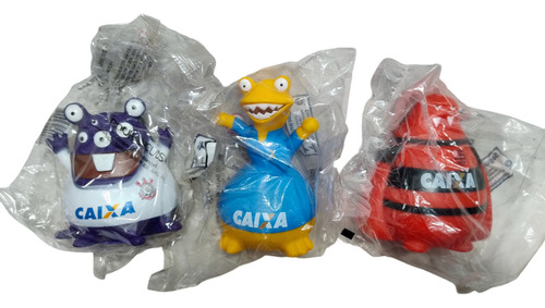 Kit 3 Bonecos Poupançudos Caixa Times Corinthians Flamengo