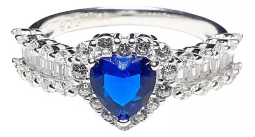 Anillo Plata 925 Corazon Cubic Pave Azul Anpl147 Lucio Di 